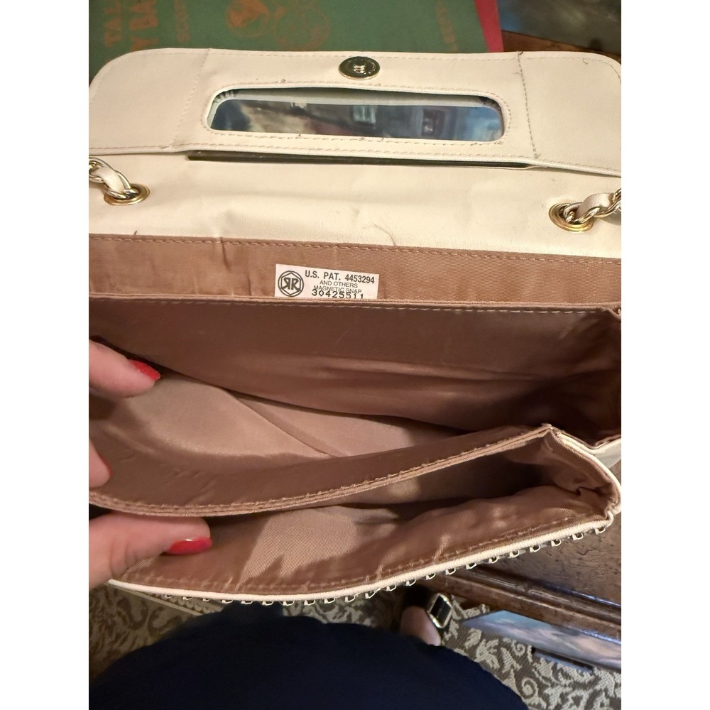 Vintage Whiting & Davis White Metal Mesh Purse Gold Chain Shoulder Bag 10.5" - Picture 14 of 15